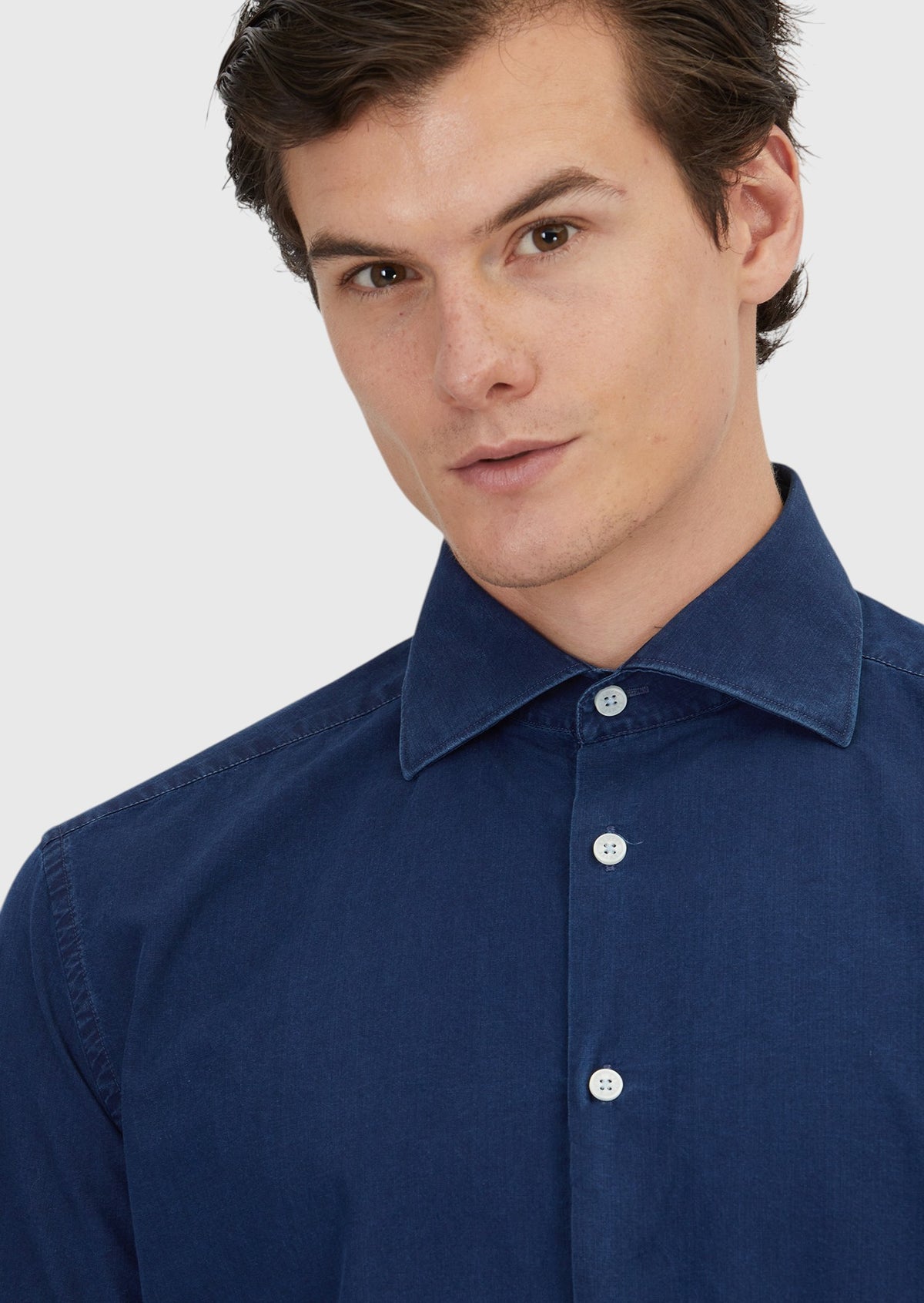 İndigo Düz Casual Fit Uzun Dokuma Casual %100 Pamuk Gömlek