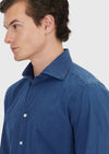 Açık İndigo Düz Casual Fit Uzun Dokuma Casual %100 Pamuk Gömlek