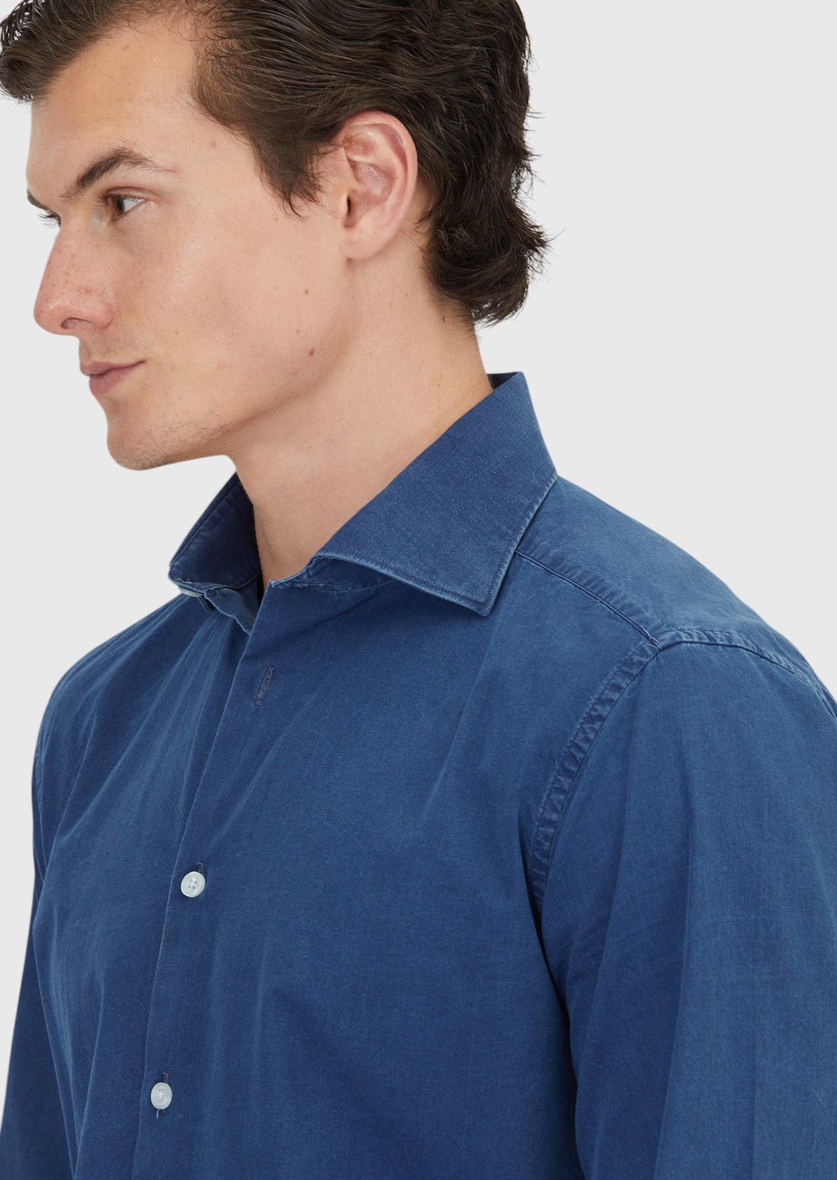 Açık İndigo Düz Casual Fit Uzun Dokuma Casual %100 Pamuk Gömlek