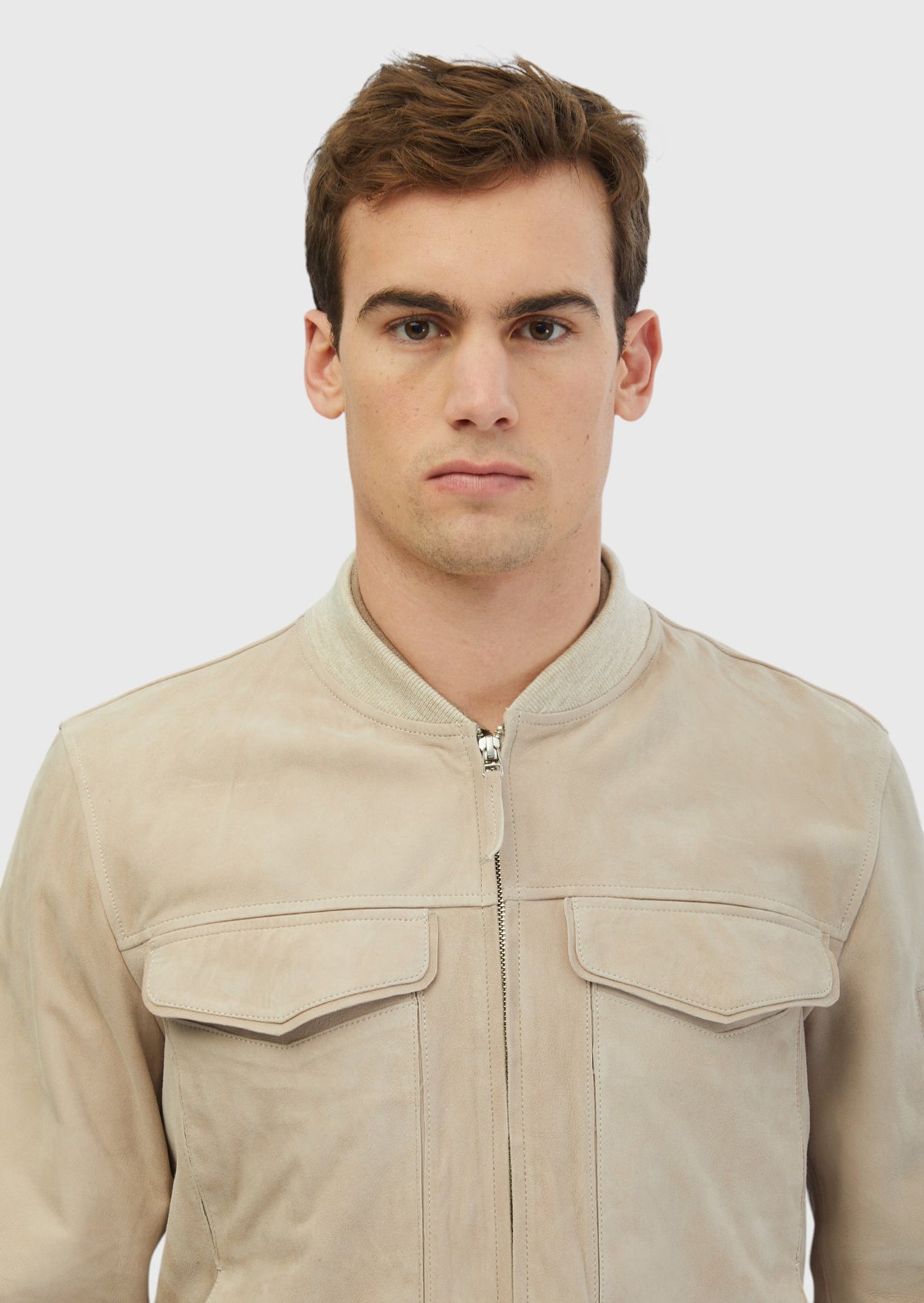Bej Regular Fit Dik Yaka Casual Deri Mont