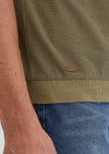 Yağ Yeşili Jakarlı Polo Yaka %100 Pamuk T-Shirt