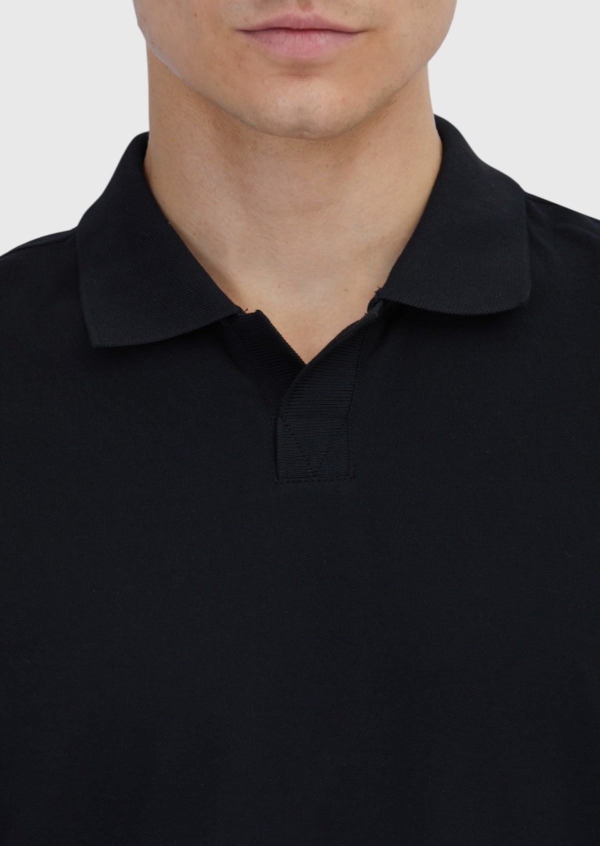 Siyah Düz Polo Yaka %100 Pamuk T-Shirt