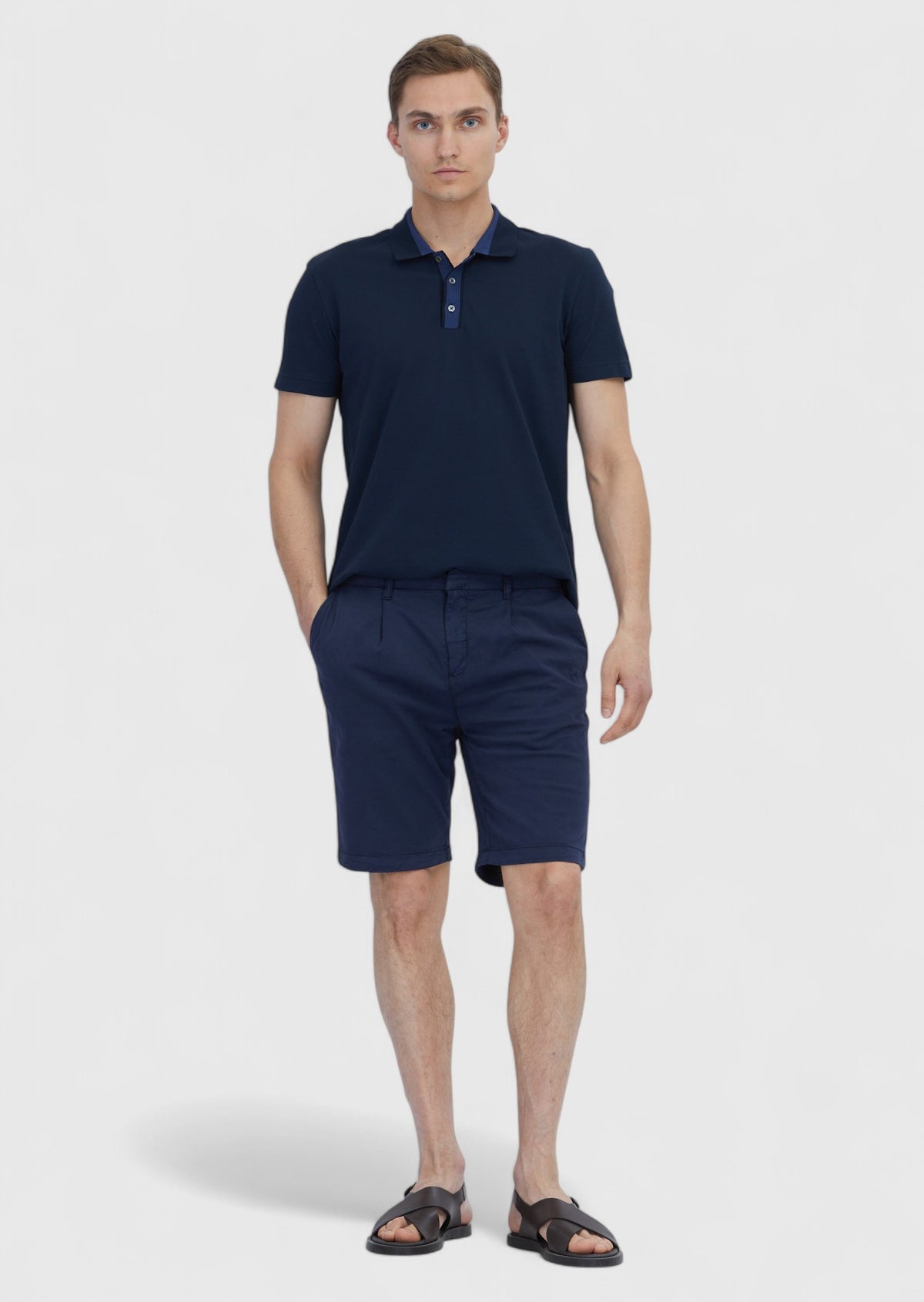 Lacivert Düz Polo Yaka %100 Pamuk T-Shirt