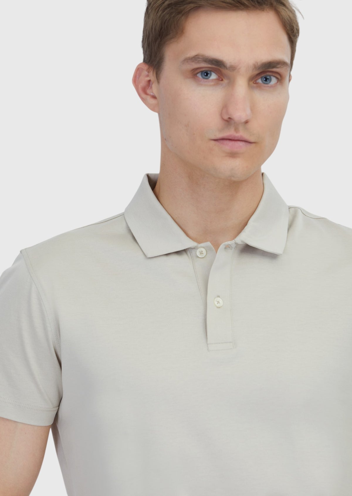 Bej Düz Polo Yaka %100 Pamuk T-Shirt