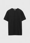 Siyah Düz Bisiklet Yaka %100 Pamuk T-Shirt
