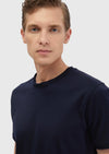 Lacivert Düz Bisiklet Yaka %100 Pamuk T-Shirt