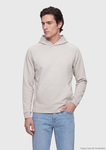 Taş Kapüşonlu Düz Sweatshirt