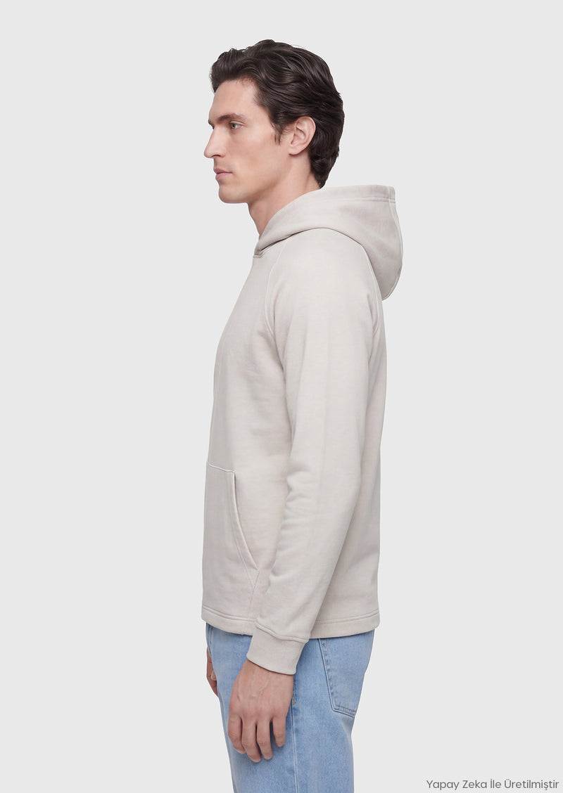 Taş Kapüşonlu Düz Sweatshırt