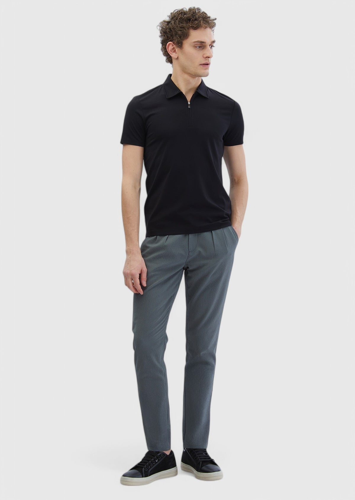 Haki Çizgili Dokuma Jogging Fit Casual Pantolon