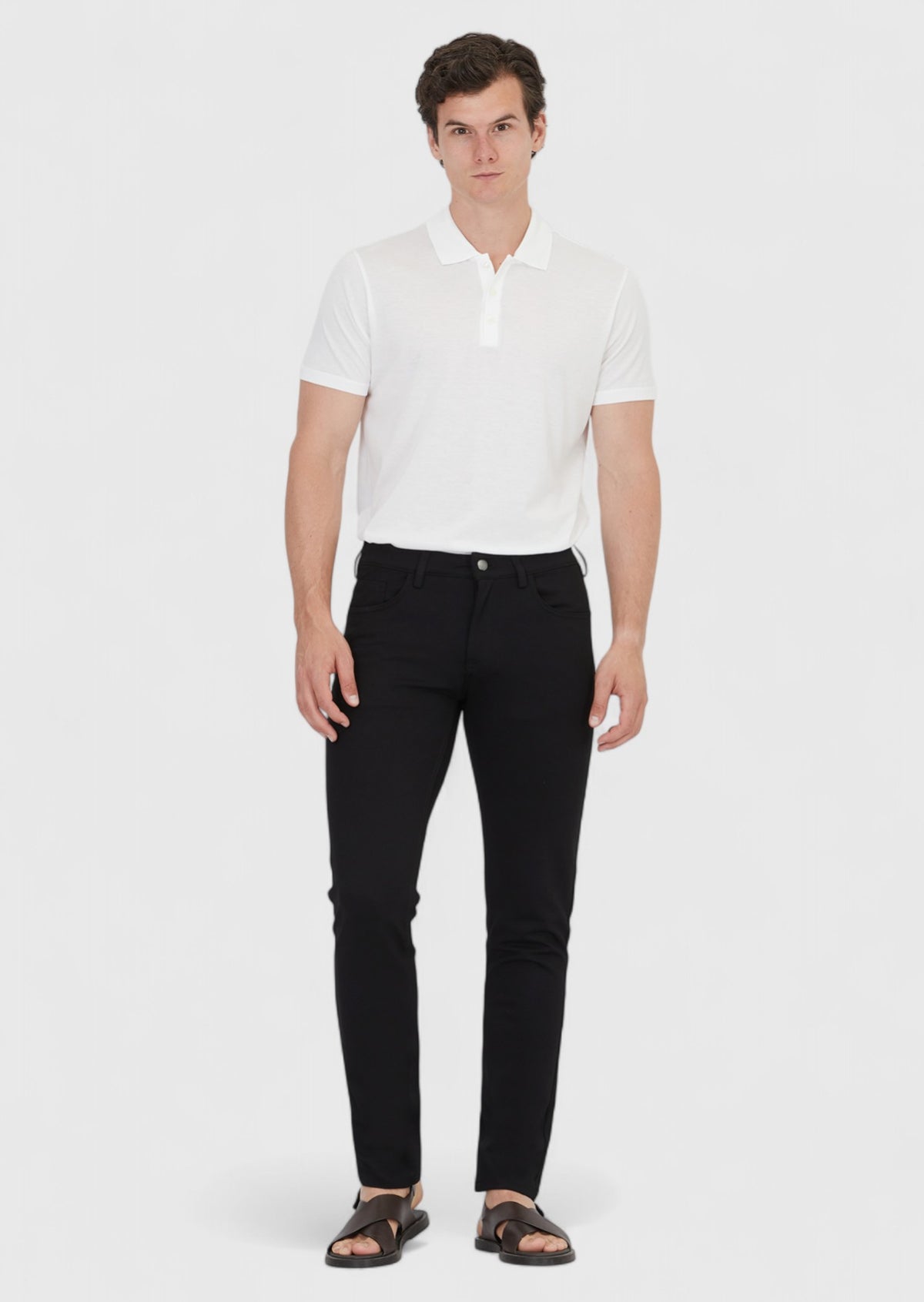 Black Knitting Slim Fit Casual Trousers
