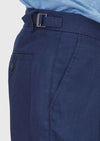 Lacivert Düz Dokuma Carrot Fit Casual %100 Keten Bermuda