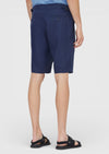 Lacivert Düz Dokuma Carrot Fit Casual %100 Keten Bermuda