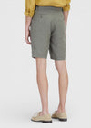 Haki Düz Dokuma Carrot Fit Casual %100 Keten Bermuda