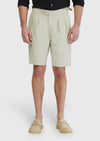 Kum Düz Dokuma Carrot Fit Casual %100 Keten Bermuda