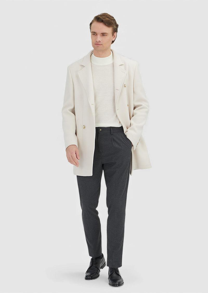 Ekru Regular Fit Kruvaze Yaka Casual Dokuma Kaban