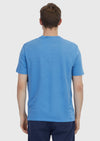 Mavi Düz Bisiklet Yaka %100 Keten T-Shirt