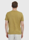 Yağ Yeşili Düz Bisiklet Yaka %100 Keten T-Shirt