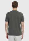 Haki Düz Bisiklet Yaka %100 Keten T-Shirt