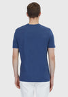 İndigo Düz Bisiklet Yaka %100 Keten T-Shirt