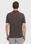 Kahverengi Düz Polo Yaka %100 Keten T-Shirt
