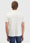 Ekru Düz Polo Yaka %100 Keten T-Shirt