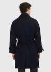 Lacivert Oversize Fit Kruvaze Yaka Casual Dokuma Palto