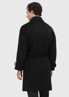 Siyah Oversize Fit Kruvaze Yaka Casual Dokuma Palto