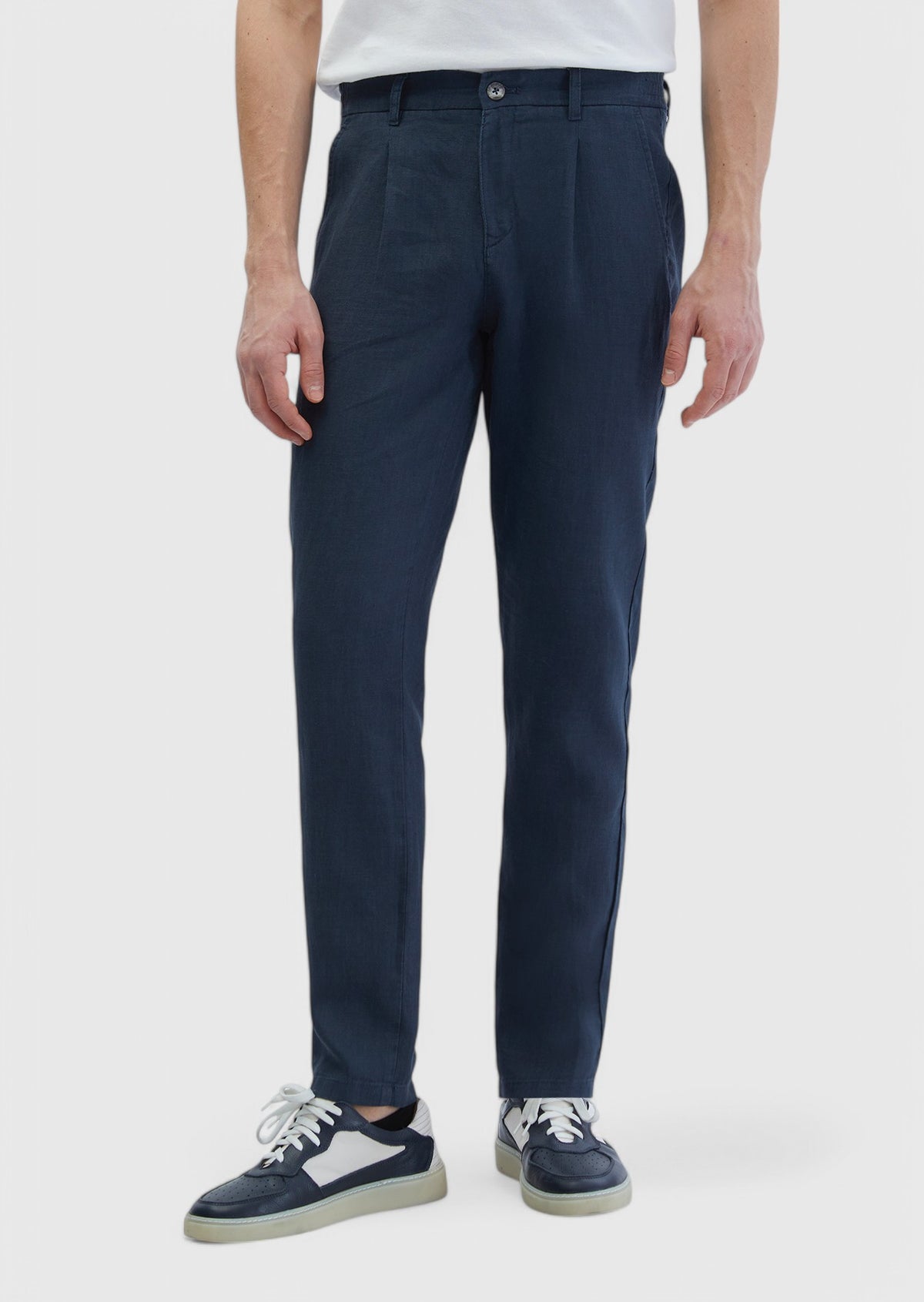 Antrasit Düz Dokuma Jogging Fit Casual %100 Keten Pantolon