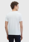 Beyaz Düz Bisiklet Yaka Pamuk Karışımlı T-Shirt