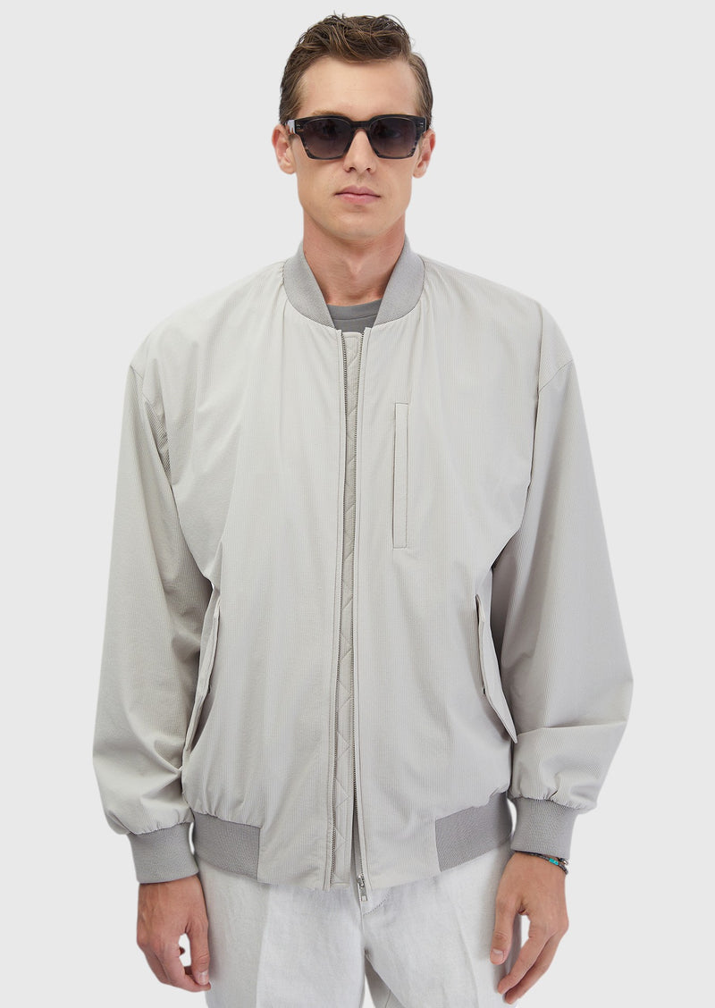 Açık Gri Regular Fit Dik Yaka Casual Dokuma Mont