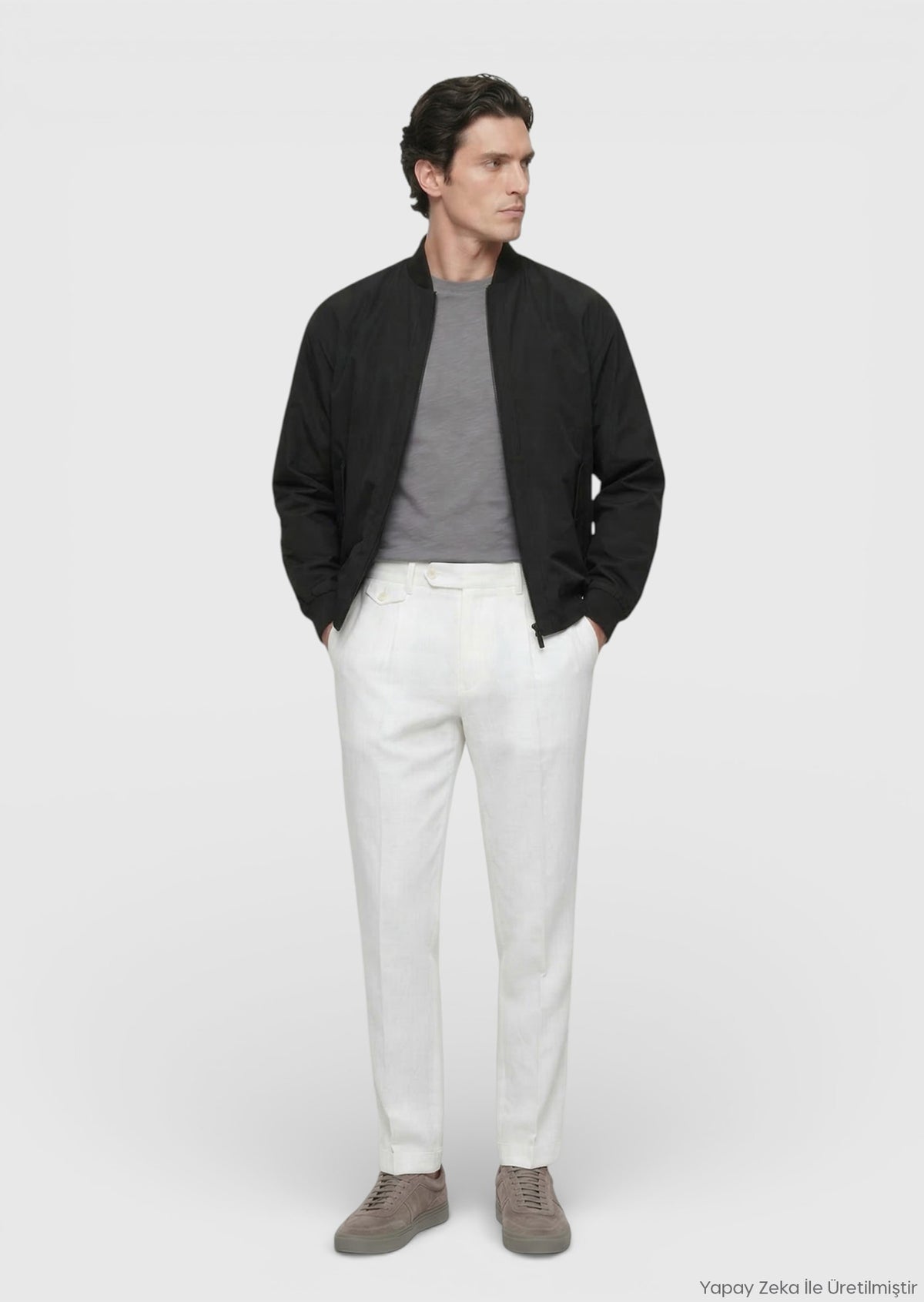 Siyah Regular Fit Dik Yaka Casual Dokuma Mont