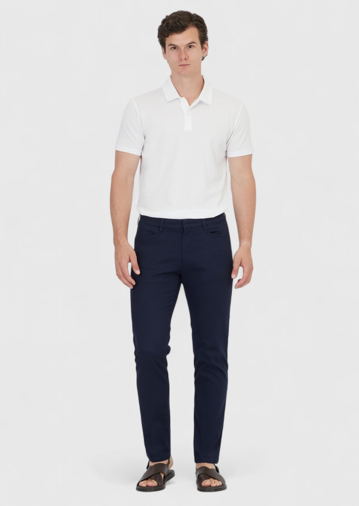 Lacivert Düz Dokuma Regular Fit Casual Pamuk Karışımlı Pantolon