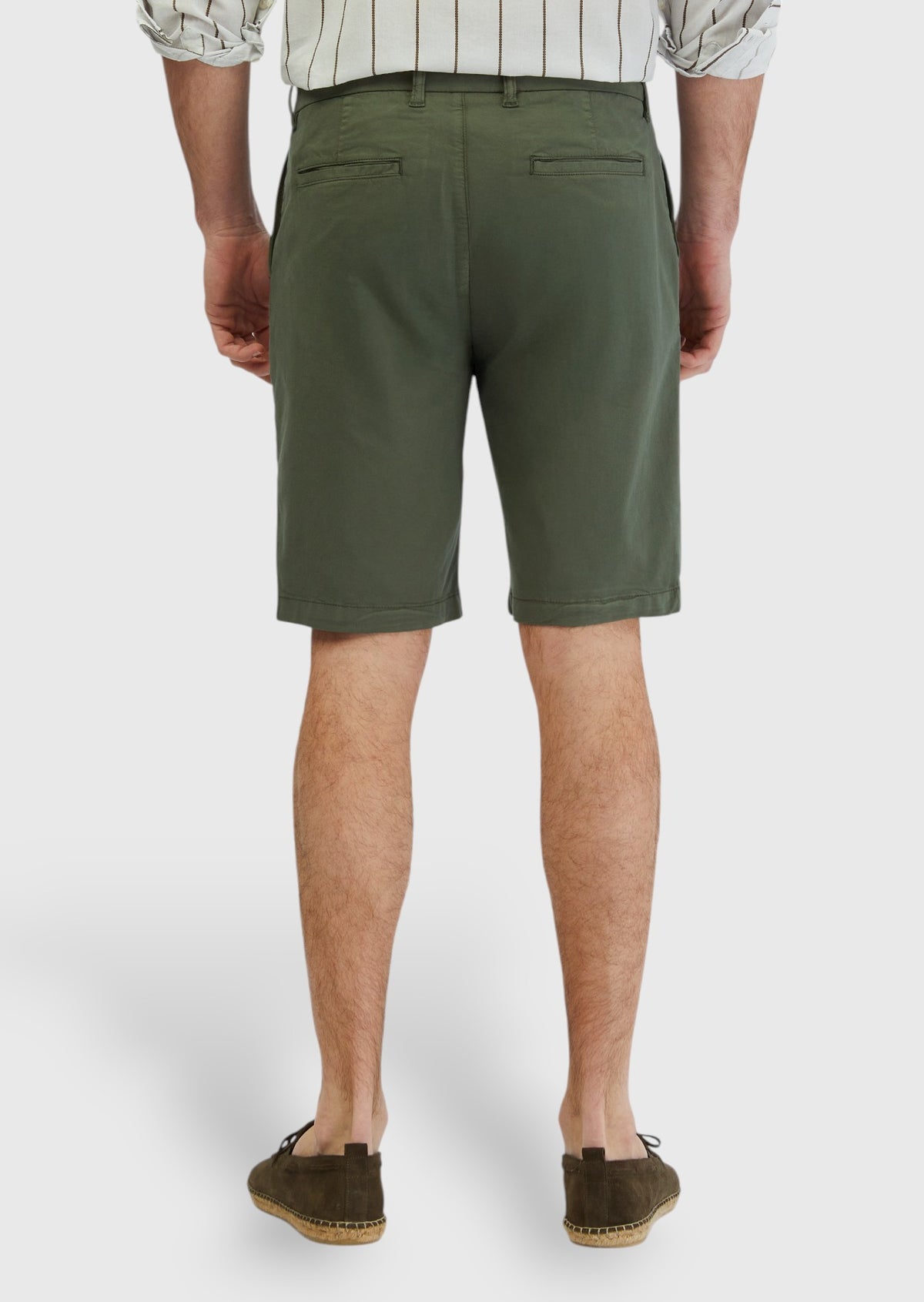 Haki Düz Dokuma Regular Fit Casual Pamuk Karışımlı Bermuda