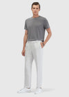 Kum Düz Dokuma Jogging Fit Casual Keten Karışımlı Pantolon