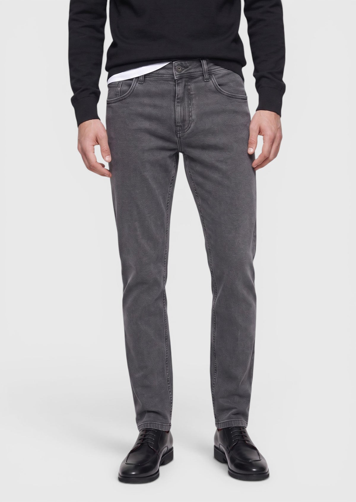 Antrasit Düz Dokuma Slim Fit Casual Pamuk Karışımlı Pantolon