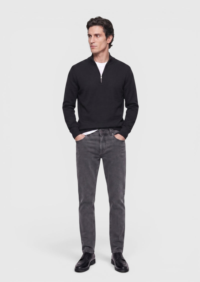 Antrasit Düz Dokuma Slim Fit Casual Pamuk Karışımlı Pantolon