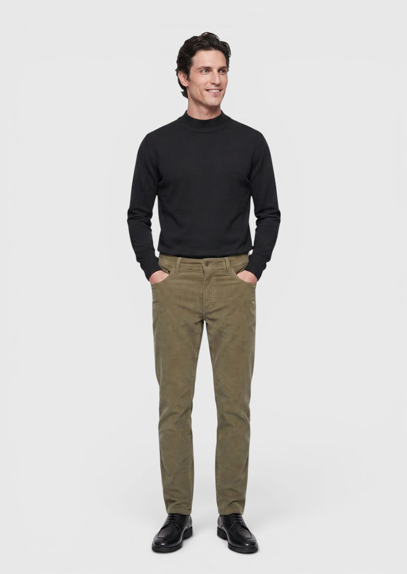 Açık Yeşil Düz Dokuma Slim Fit Kadife Casual Pamuk Karışımlı Pantolon