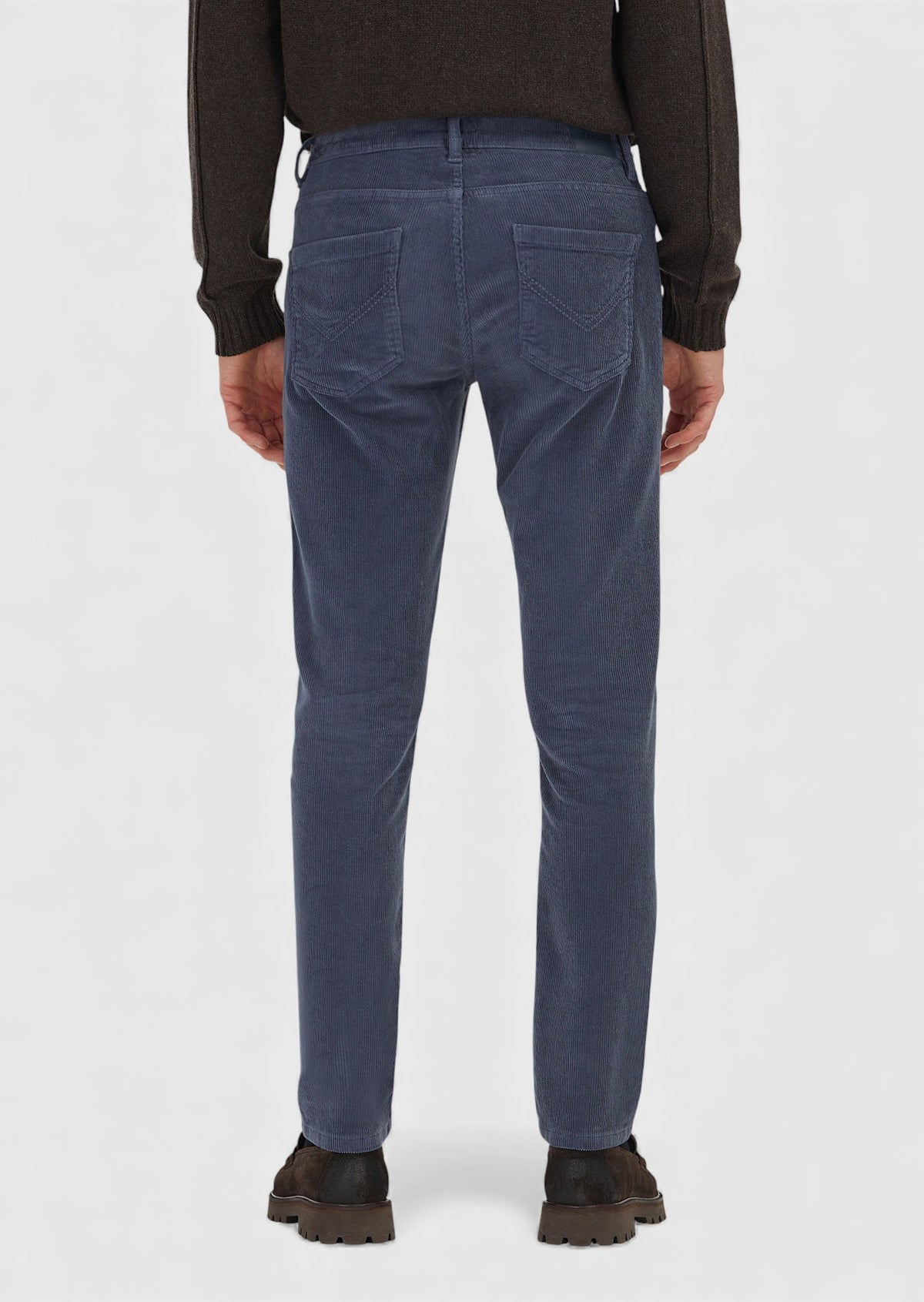 Mavi Düz Dokuma Slim Fit Kadife Casual Pamuk Karışımlı Pantolon
