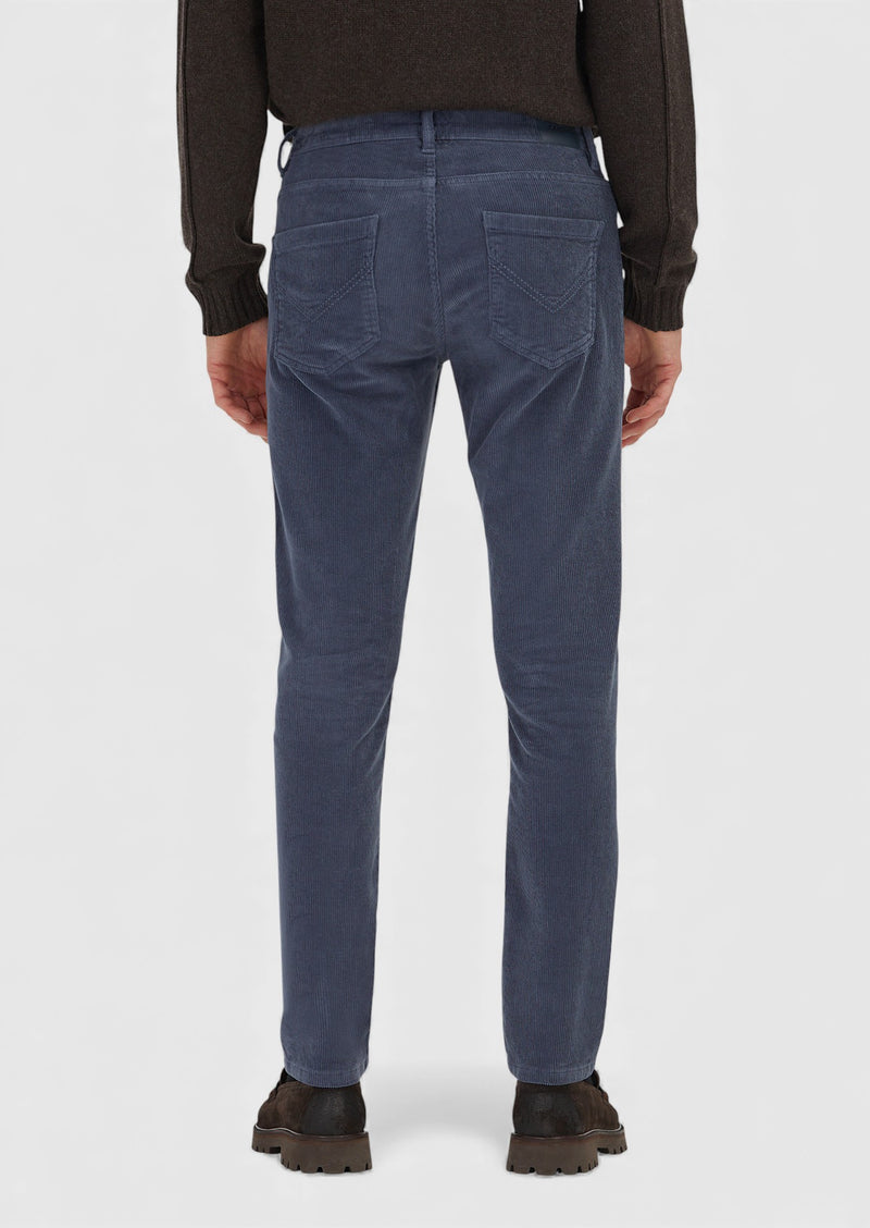 Mavi Düz Dokuma Slim Fit Kadife Casual Pamuk Karışımlı Pantolon