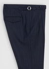 Lacivert Düz Dokuma Carrot Fit Casual Yün Karışımlı Pantolon