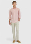 Pembe Düz Casual Fit Uzun Dokuma Casual %100 Pamuk Gömlek