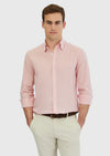 Pembe Düz Casual Fit Uzun Dokuma Casual %100 Pamuk Gömlek