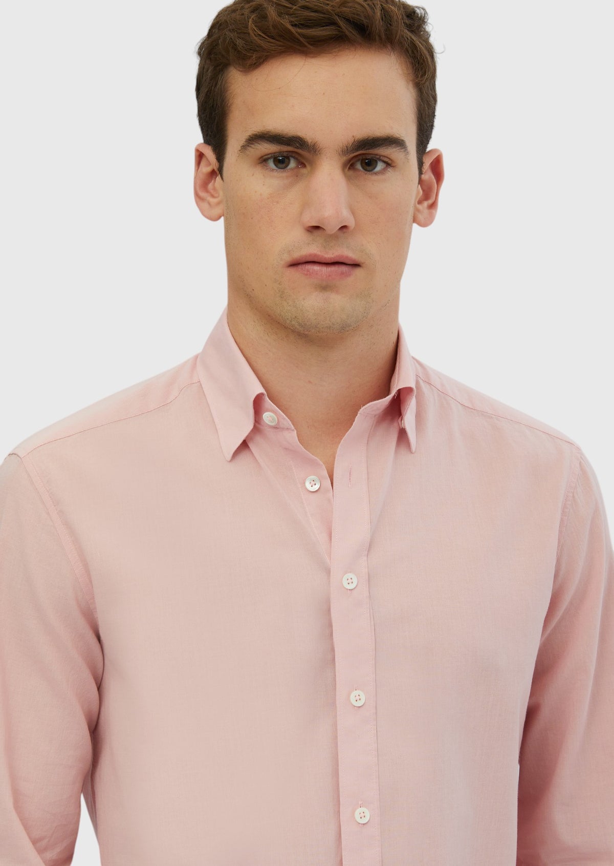 Pembe Düz Casual Fit Uzun Dokuma Casual %100 Pamuk Gömlek