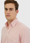 Pembe Düz Casual Fit Uzun Dokuma Casual %100 Pamuk Gömlek