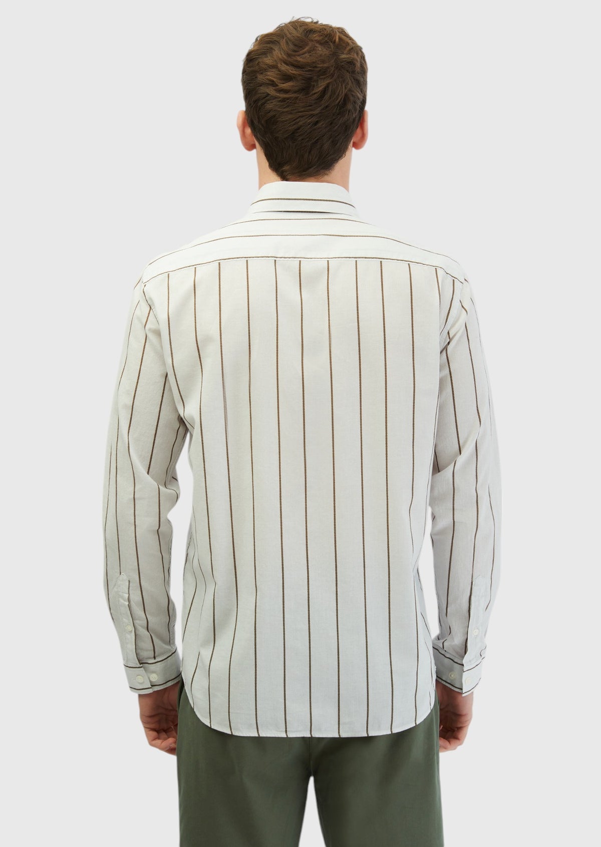 Açık Gri Baskılı Casual Fit Uzun Dokuma Casual %100 Pamuk Gömlek