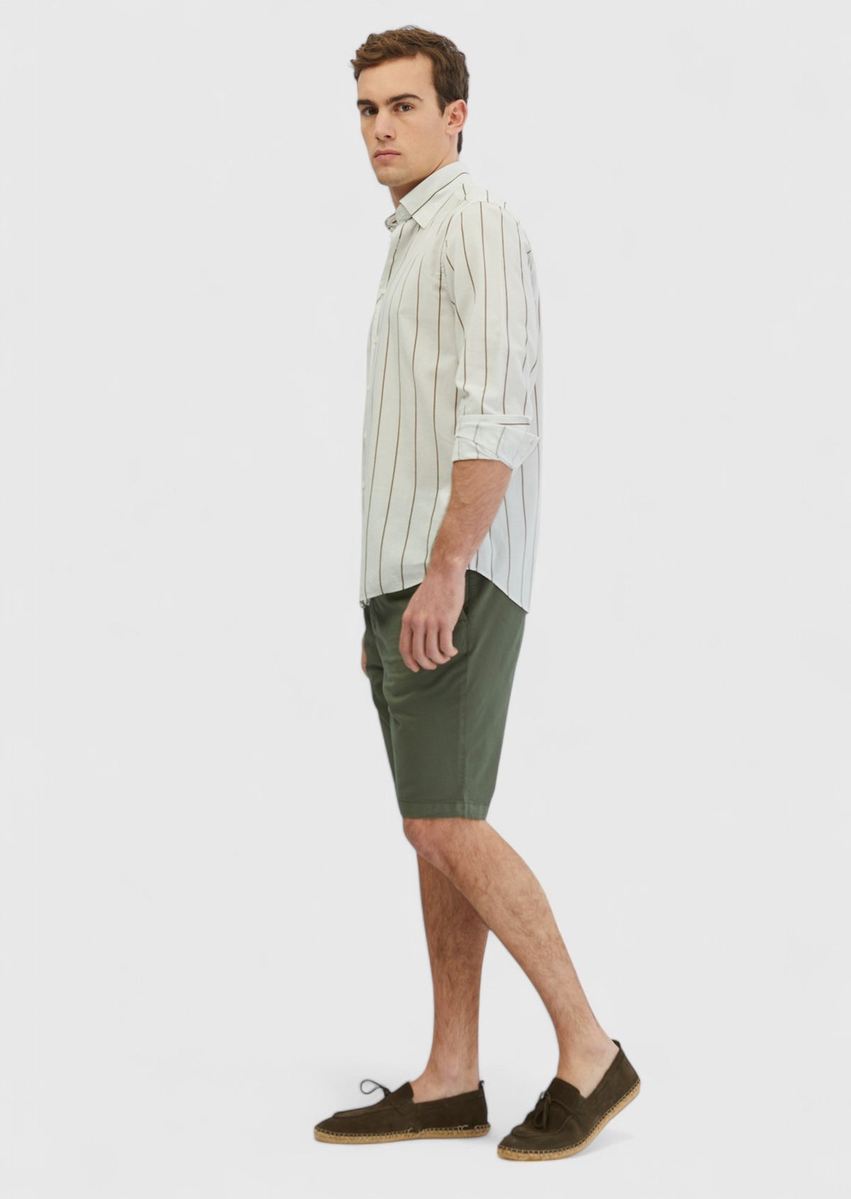 Açık Gri Baskılı Casual Fit Uzun Dokuma Casual %100 Pamuk Gömlek