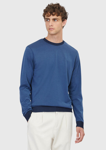 Mavi Bisiklet Yaka Düz Sweatshirt