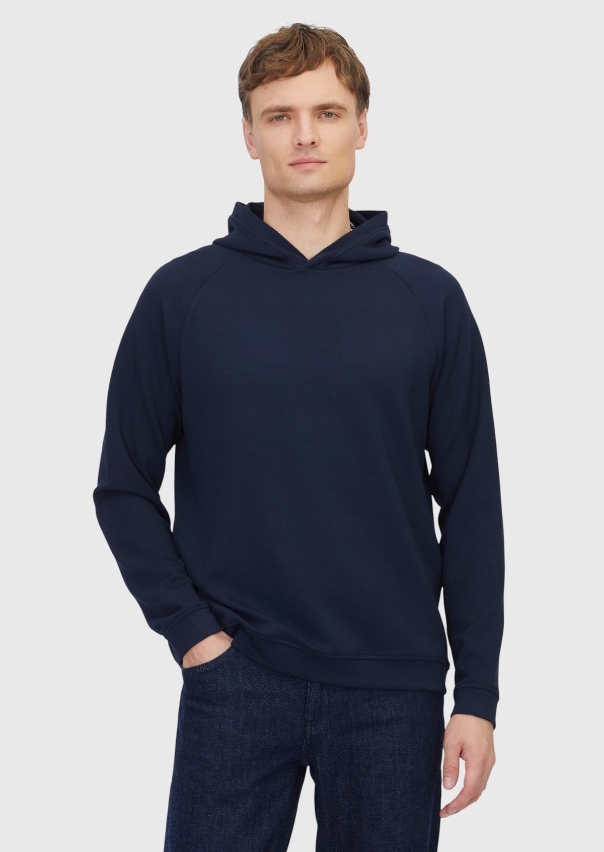Lacivert Kapüşonlu Düz Sweatshirt