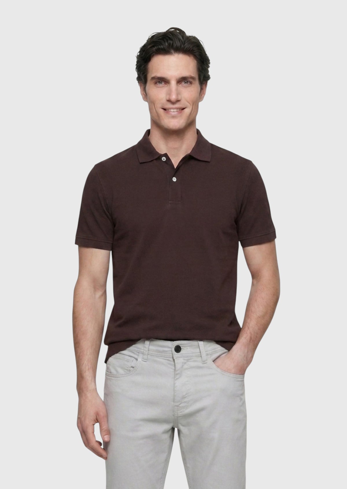 Mürdüm Düz Polo Yaka %100 Pamuk T-Shirt