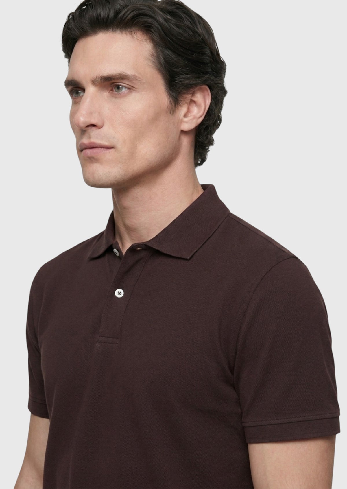 Mürdüm Düz Polo Yaka %100 Pamuk T-Shirt